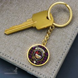 ScotsTee Shop Scottish MacDonald Modern Clan Crest Circle Pendant Tartan Luxury Keychain - Personalized Engraving