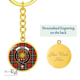 ScotsTee Shop Scottish Kerr Ancient Clan Crest Circle Pendant Tartan Luxury Keychain - Personalized Engraving