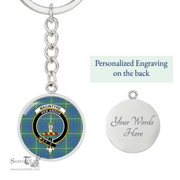 ScotsTee Shop Scottish MacIntyre Hunting Ancient Clan Crest Circle Pendant Tartan Luxury Keychain - Personalized Engraving