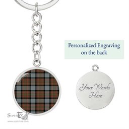 ScotsTee Shop Scottish Maclaren Weathered Clan Circle Pendant Tartan Luxury Keychain - Personalized Engraving