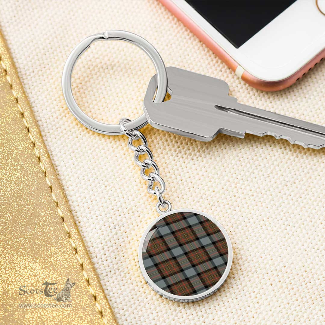 ScotsTee Shop Scottish Maclaren Weathered Clan Circle Pendant Tartan Luxury Keychain - Personalized Engraving