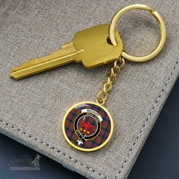 ScotsTee Shop Scottish MacDuff Hunting Modern Clan Crest Circle Pendant Tartan Luxury Keychain - Personalized Engraving