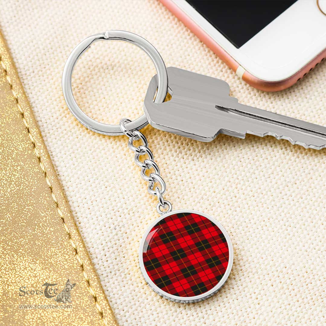 ScotsTee Shop Scottish Wallace Weathered Clan Circle Pendant Tartan Luxury Keychain - Personalized Engraving