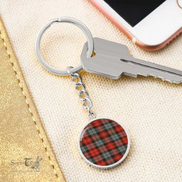 ScotsTee Shop Scottish Maclachlan Weathered Clan Circle Pendant Tartan Luxury Keychain - Personalized Engraving