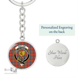 ScotsTee Shop Scottish Sinclair Ancient Clan Crest Circle Pendant Tartan Luxury Keychain - Personalized Engraving