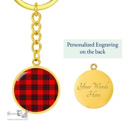ScotsTee Shop Scottish Wemyss Modern Clan Circle Pendant Tartan Luxury Keychain - Personalized Engraving