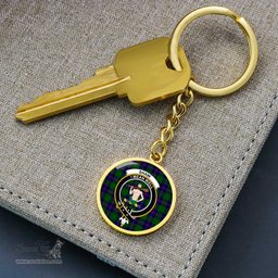 ScotsTee Shop Scottish Shaw Modern Clan Crest Circle Pendant Tartan Luxury Keychain - Personalized Engraving
