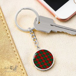 ScotsTee Shop Scottish Stewart Atholl Modern Clan Circle Pendant Tartan Luxury Keychain - Personalized Engraving