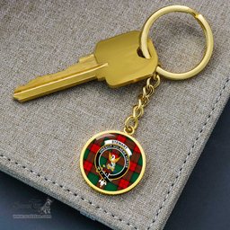 ScotsTee Shop Scottish Stewart Atholl Modern Clan Crest Circle Pendant Tartan Luxury Keychain - Personalized Engraving