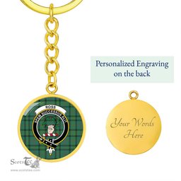 ScotsTee Shop Scottish Ross Hunting Ancient Clan Crest Circle Pendant Tartan Luxury Keychain - Personalized Engraving