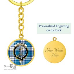 ScotsTee Shop Scottish Roberton Clan Crest Circle Pendant Tartan Luxury Keychain - Personalized Engraving