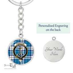 ScotsTee Shop Scottish Roberton Clan Crest Circle Pendant Tartan Luxury Keychain - Personalized Engraving