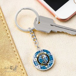 ScotsTee Shop Scottish Roberton Clan Crest Circle Pendant Tartan Luxury Keychain - Personalized Engraving