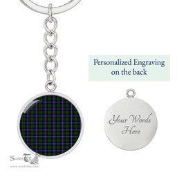 ScotsTee Shop Scottish Russell Modern Clan Circle Pendant Tartan Luxury Keychain - Personalized Engraving