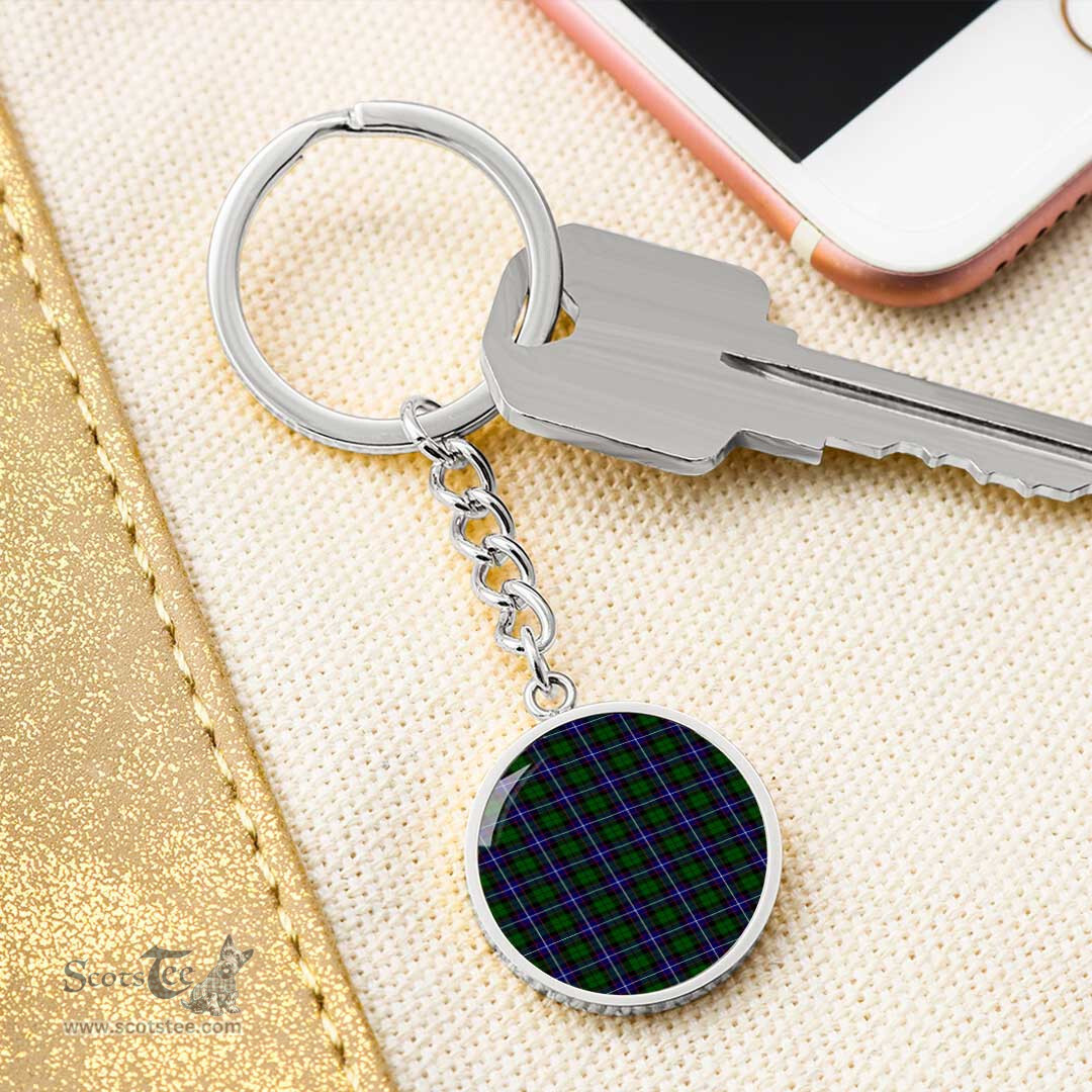 ScotsTee Shop Scottish Russell Modern Clan Circle Pendant Tartan Luxury Keychain - Personalized Engraving