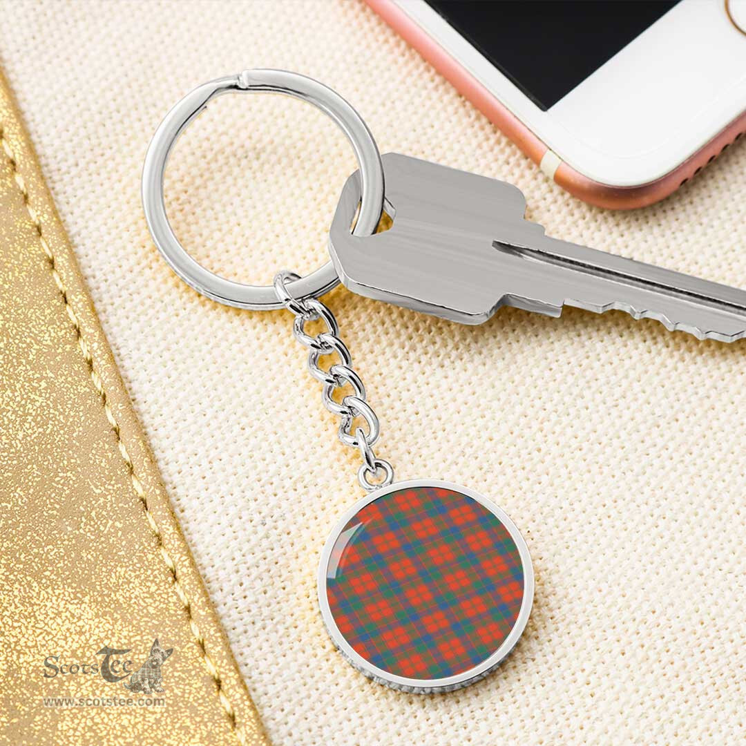 ScotsTee Shop Scottish Robertson Ancient Clan Circle Pendant Tartan Luxury Keychain - Personalized Engraving