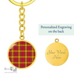 ScotsTee Shop Scottish Scrymgeour Clan Circle Pendant Tartan Luxury Keychain - Personalized Engraving