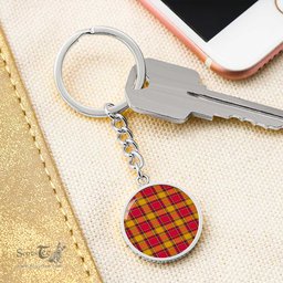 ScotsTee Shop Scottish Scrymgeour Clan Circle Pendant Tartan Luxury Keychain - Personalized Engraving