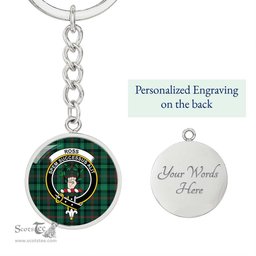 ScotsTee Shop Scottish Ross Hunting Modern Clan Crest Circle Pendant Tartan Luxury Keychain - Personalized Engraving