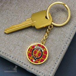 ScotsTee Shop Scottish Scrymgeour Clan Crest Circle Pendant Tartan Luxury Keychain - Personalized Engraving