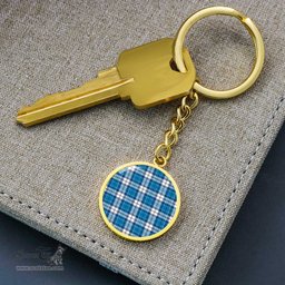 ScotsTee Shop Scottish Roberton Clan Circle Pendant Tartan Luxury Keychain - Personalized Engraving