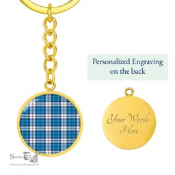 ScotsTee Shop Scottish Roberton Clan Circle Pendant Tartan Luxury Keychain - Personalized Engraving