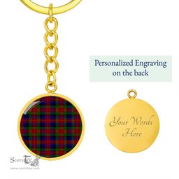 ScotsTee Shop Scottish Tennant Clan Circle Pendant Tartan Luxury Keychain - Personalized Engraving