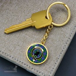 ScotsTee Shop Scottish Turnbull Hunting Clan Crest Circle Pendant Tartan Luxury Keychain - Personalized Engraving