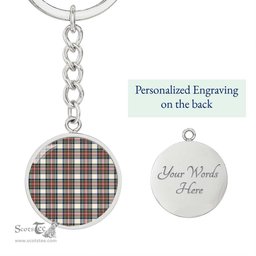 ScotsTee Shop Scottish Stewart Dress Ancient Clan Circle Pendant Tartan Luxury Keychain - Personalized Engraving