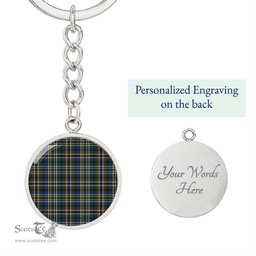 ScotsTee Shop Scottish Scott Green Modern Clan Circle Pendant Tartan Luxury Keychain - Personalized Engraving