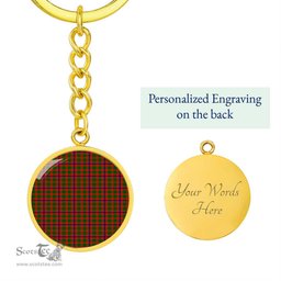 ScotsTee Shop Scottish Skene Modern Clan Circle Pendant Tartan Luxury Keychain - Personalized Engraving