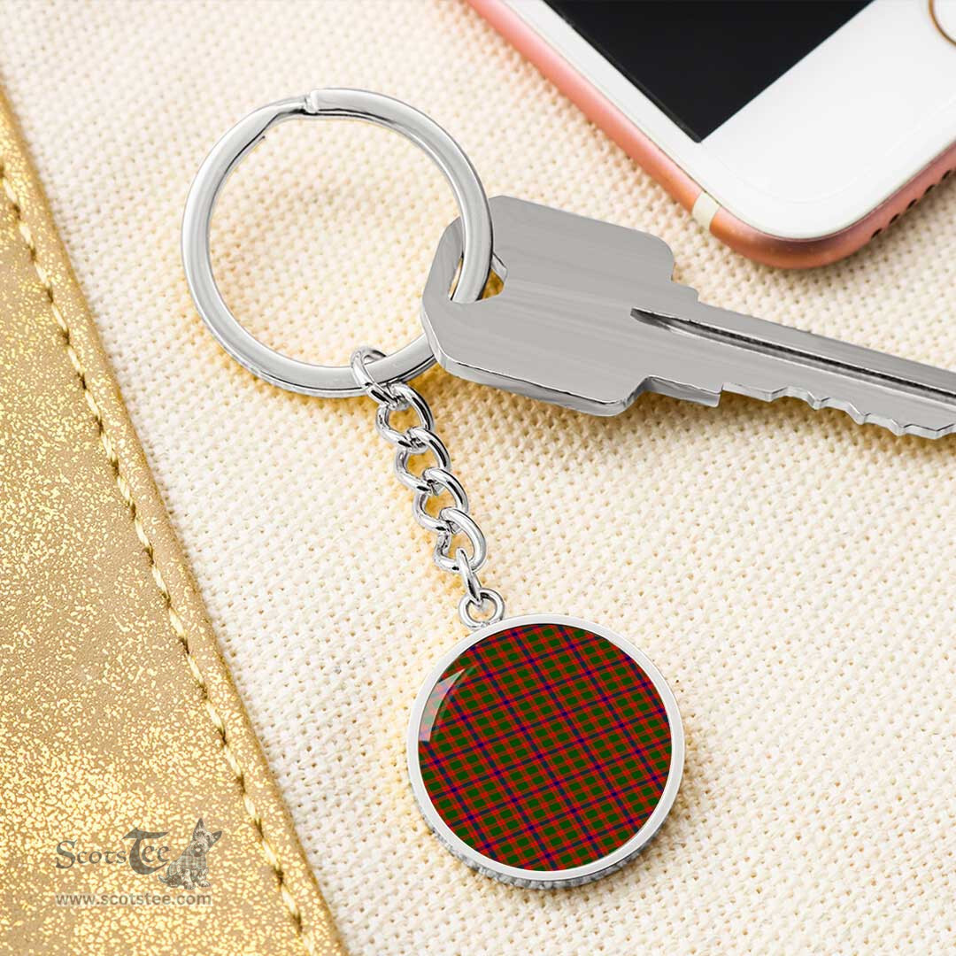 ScotsTee Shop Scottish Skene Modern Clan Circle Pendant Tartan Luxury Keychain - Personalized Engraving