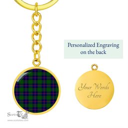 ScotsTee Shop Scottish Shaw Modern Clan Circle Pendant Tartan Luxury Keychain - Personalized Engraving