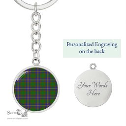 ScotsTee Shop Scottish Strange Of Balkaskie Clan Circle Pendant Tartan Luxury Keychain - Personalized Engraving