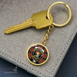 ScotsTee Shop Scottish Stewart Black Clan Crest Circle Pendant Tartan Luxury Keychain - Personalized Engraving
