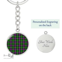 ScotsTee Shop Scottish Selkirk Clan Circle Pendant Tartan Luxury Keychain - Personalized Engraving