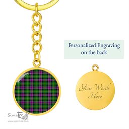 ScotsTee Shop Scottish Selkirk Clan Circle Pendant Tartan Luxury Keychain - Personalized Engraving