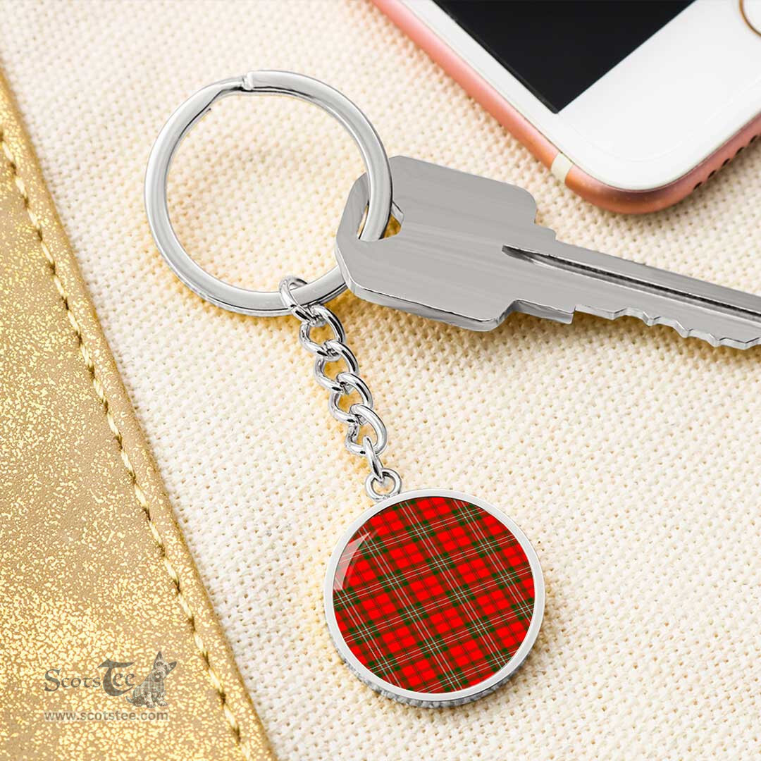 ScotsTee Shop Scottish Scott Modern Clan Circle Pendant Tartan Luxury Keychain - Personalized Engraving