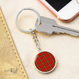 ScotsTee Shop Scottish Scott Modern Clan Circle Pendant Tartan Luxury Keychain - Personalized Engraving
