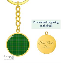 ScotsTee Shop Scottish Wexford County Clan Circle Pendant Tartan Luxury Keychain - Personalized Engraving