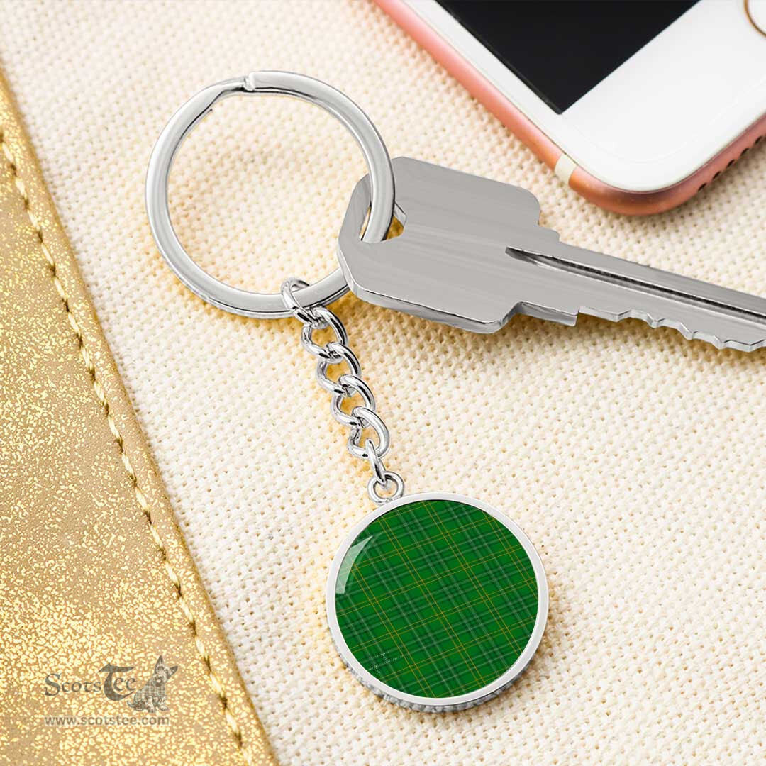 ScotsTee Shop Scottish Wexford County Clan Circle Pendant Tartan Luxury Keychain - Personalized Engraving
