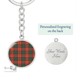 ScotsTee Shop Scottish Stewart Of Appin Ancient Clan Circle Pendant Tartan Luxury Keychain - Personalized Engraving