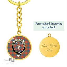 ScotsTee Shop Scottish Robertson Ancient Clan Crest Circle Pendant Tartan Luxury Keychain - Personalized Engraving