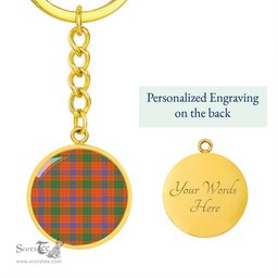 ScotsTee Shop Scottish Ross Ancient Clan Circle Pendant Tartan Luxury Keychain - Personalized Engraving