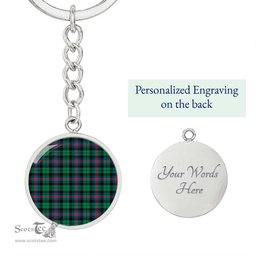 ScotsTee Shop Scottish Urquhart Broad Red Ancient Clan Circle Pendant Tartan Luxury Keychain - Personalized Engraving