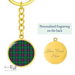ScotsTee Shop Scottish Young Modern Clan Circle Pendant Tartan Luxury Keychain - Personalized Engraving