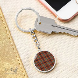 ScotsTee Shop Scottish Innes Ancient Clan Circle Pendant Tartan Luxury Keychain - Personalized Engraving