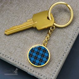 ScotsTee Shop Scottish Ramsay Blue Ancient Clan Circle Pendant Tartan Luxury Keychain - Personalized Engraving