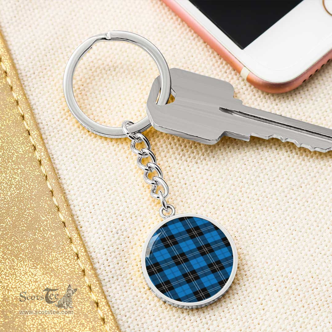 ScotsTee Shop Scottish Ramsay Blue Ancient Clan Circle Pendant Tartan Luxury Keychain - Personalized Engraving