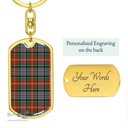 ScotsTee Shop Scottish Caledonia Ancient Clan Dog Tag Pendant Tartan Luxury Keychain - Personalized Engraving